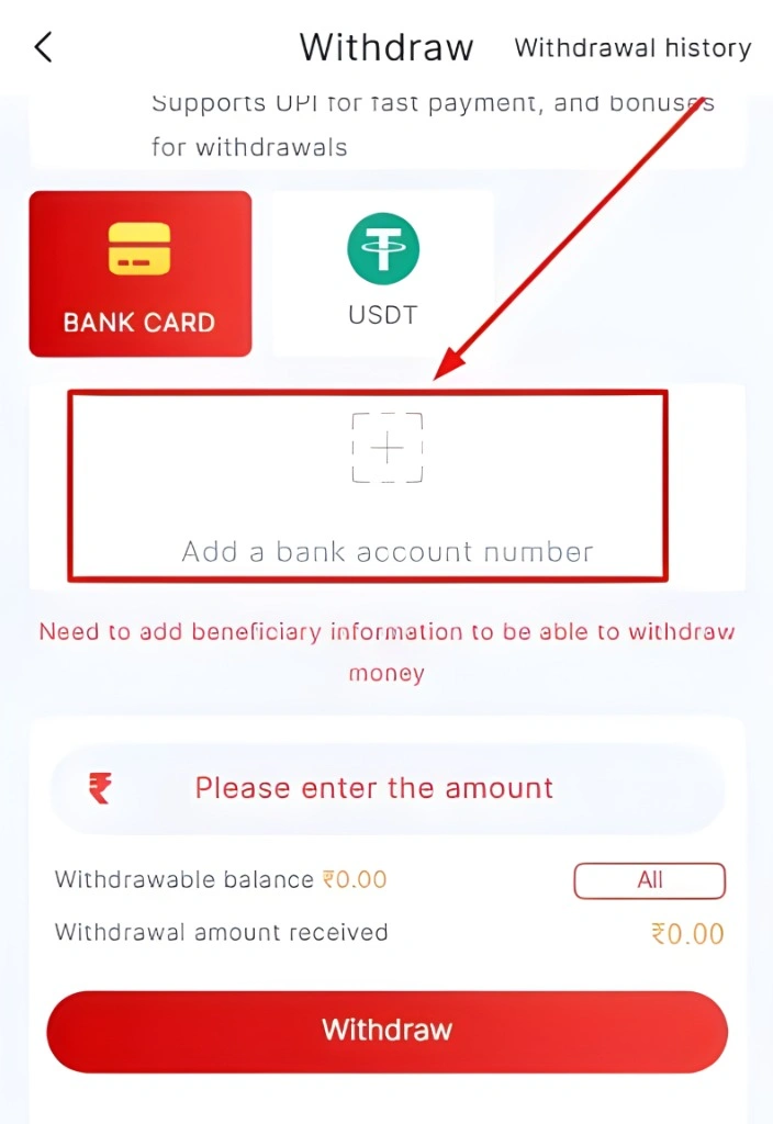 Add Your Bank Account or Wallet Details