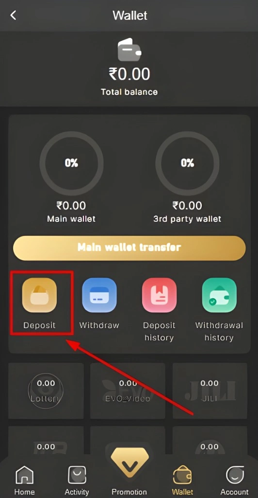 Choose Deposit Option