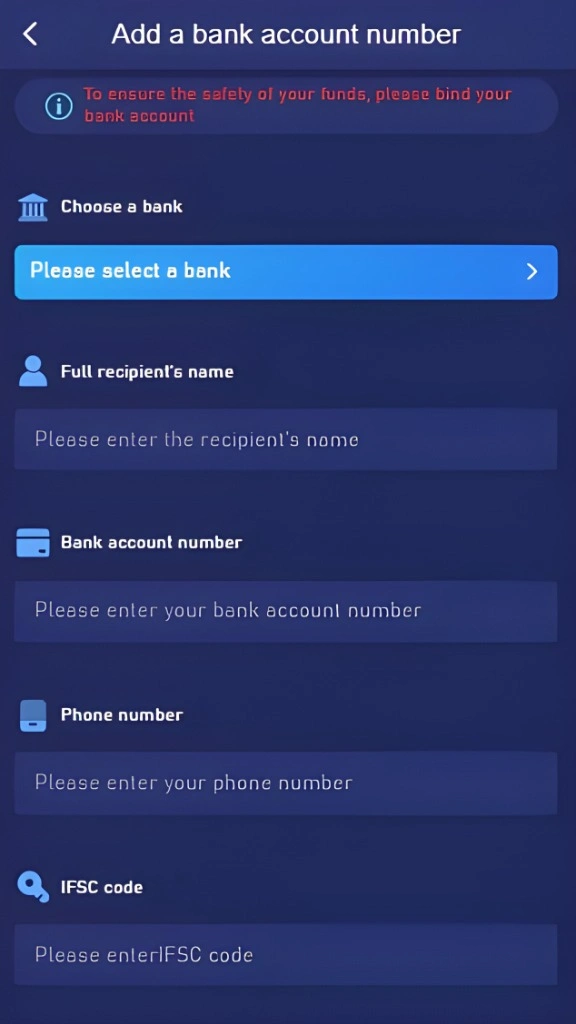 Enter Your Bank Information