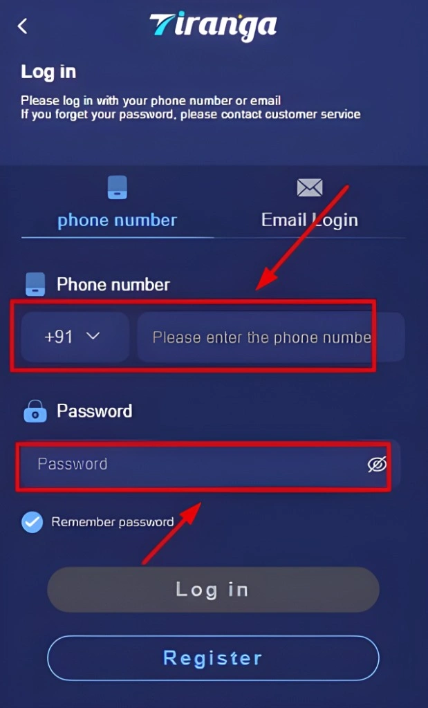 Log Into Your Tiranga Game Account