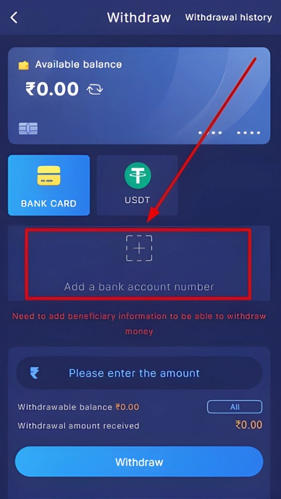 Select “Add Bank Account”