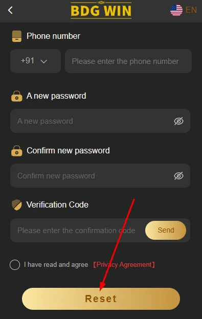 Click Reset