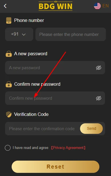 Confirm new password