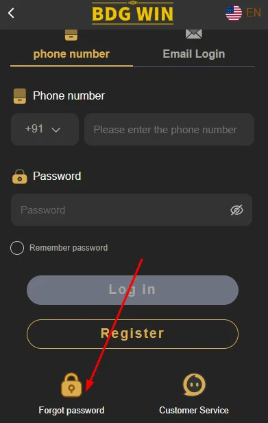 Open the Forgot Password Form